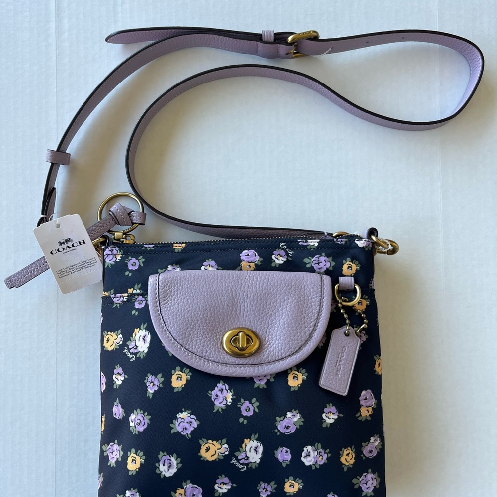 Coach Floral Crossbody Bag - Lavender and Black